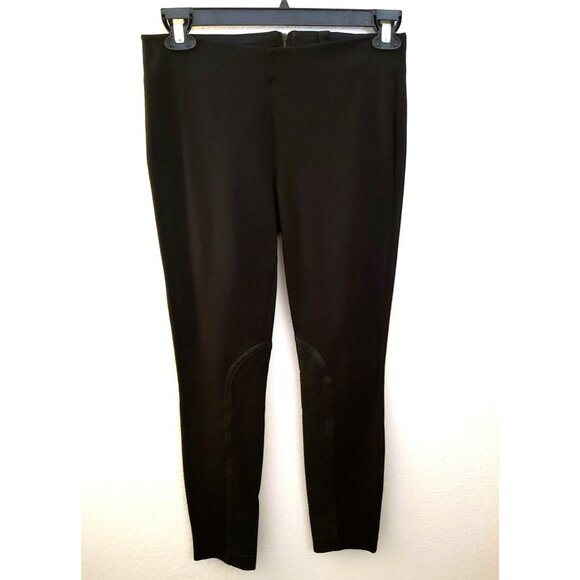 J. Crew Black Viscose Blend Leggings with Genuine Leather Trim Size 6 EUC - Picture 1 of 10